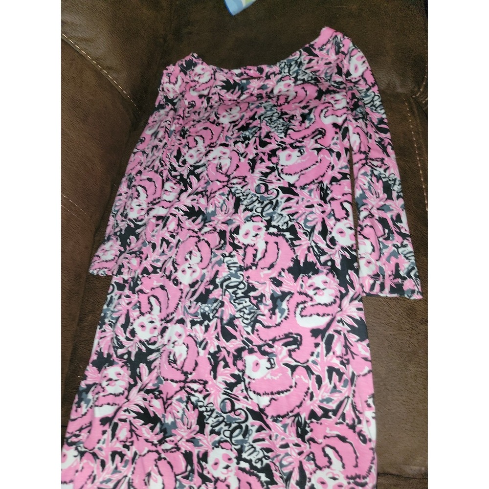 Lilly Pulitzer panda pink black dress size adult xxs 00